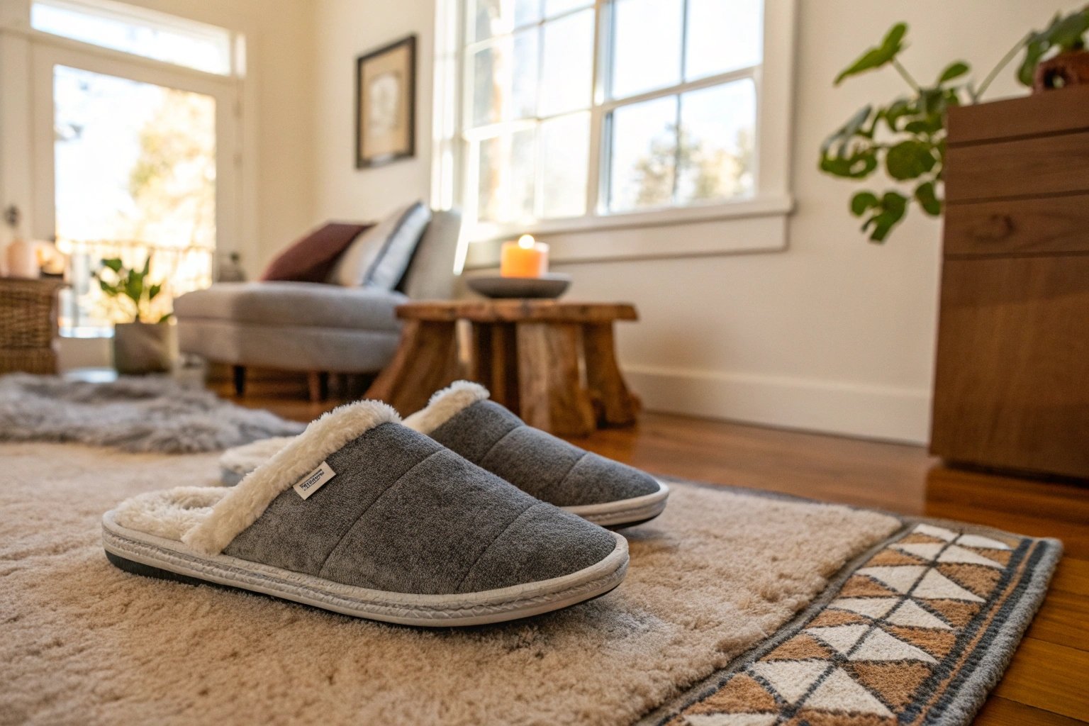 Slippers on a cozy rug