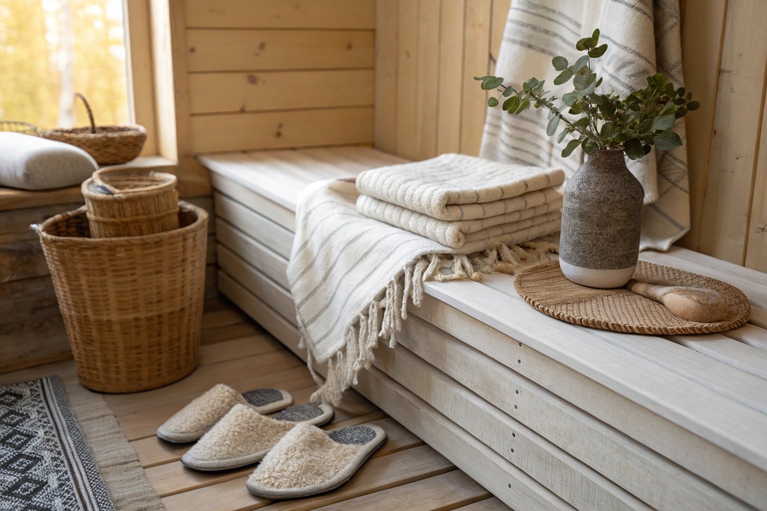 Unique, artisan-crafted felted wool slippers arranged in a rustic Icelandic craft shop, highlighting individual creativity and handmade detail.