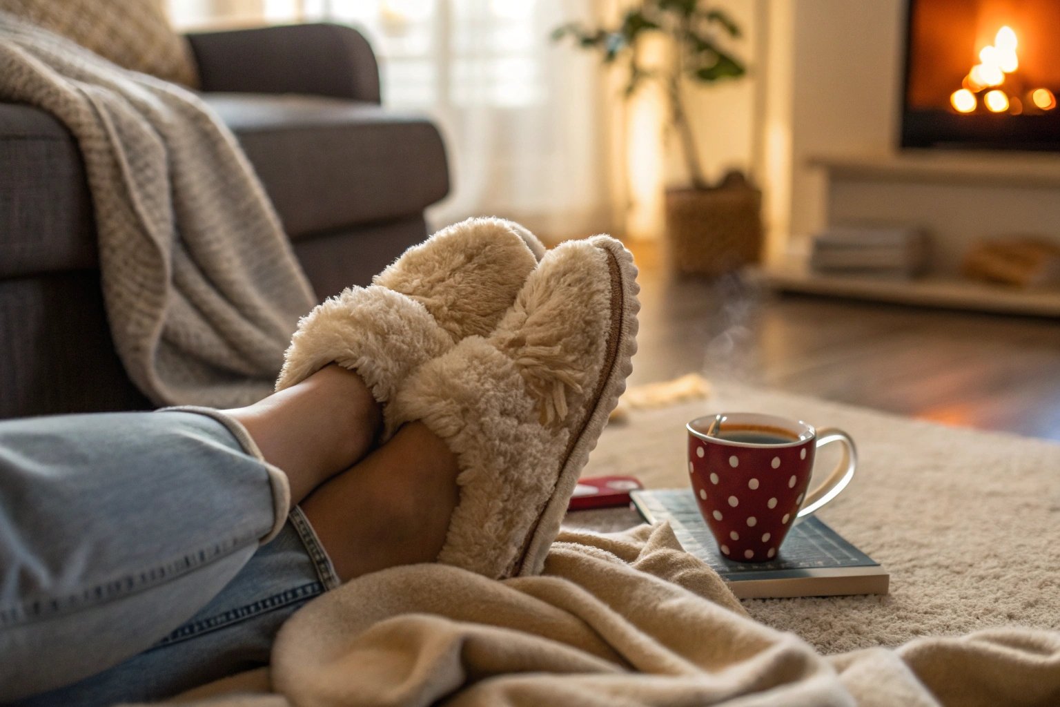 Cozy feet in slippers