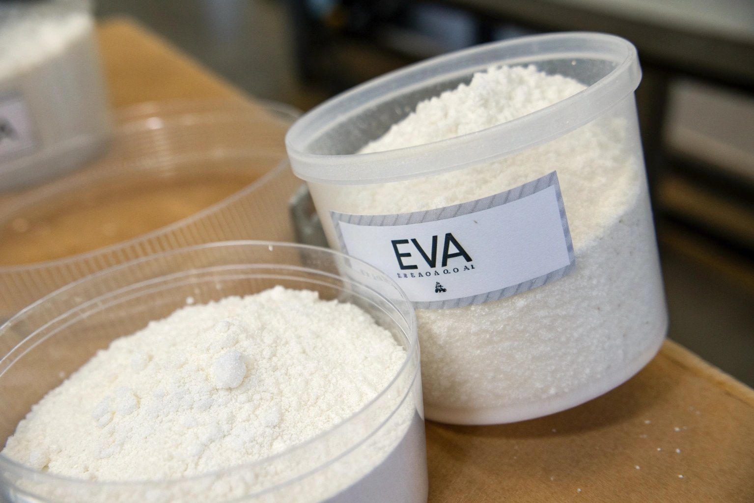 "Raw EVA materials and additives being checked and dried before plastic slipper production."