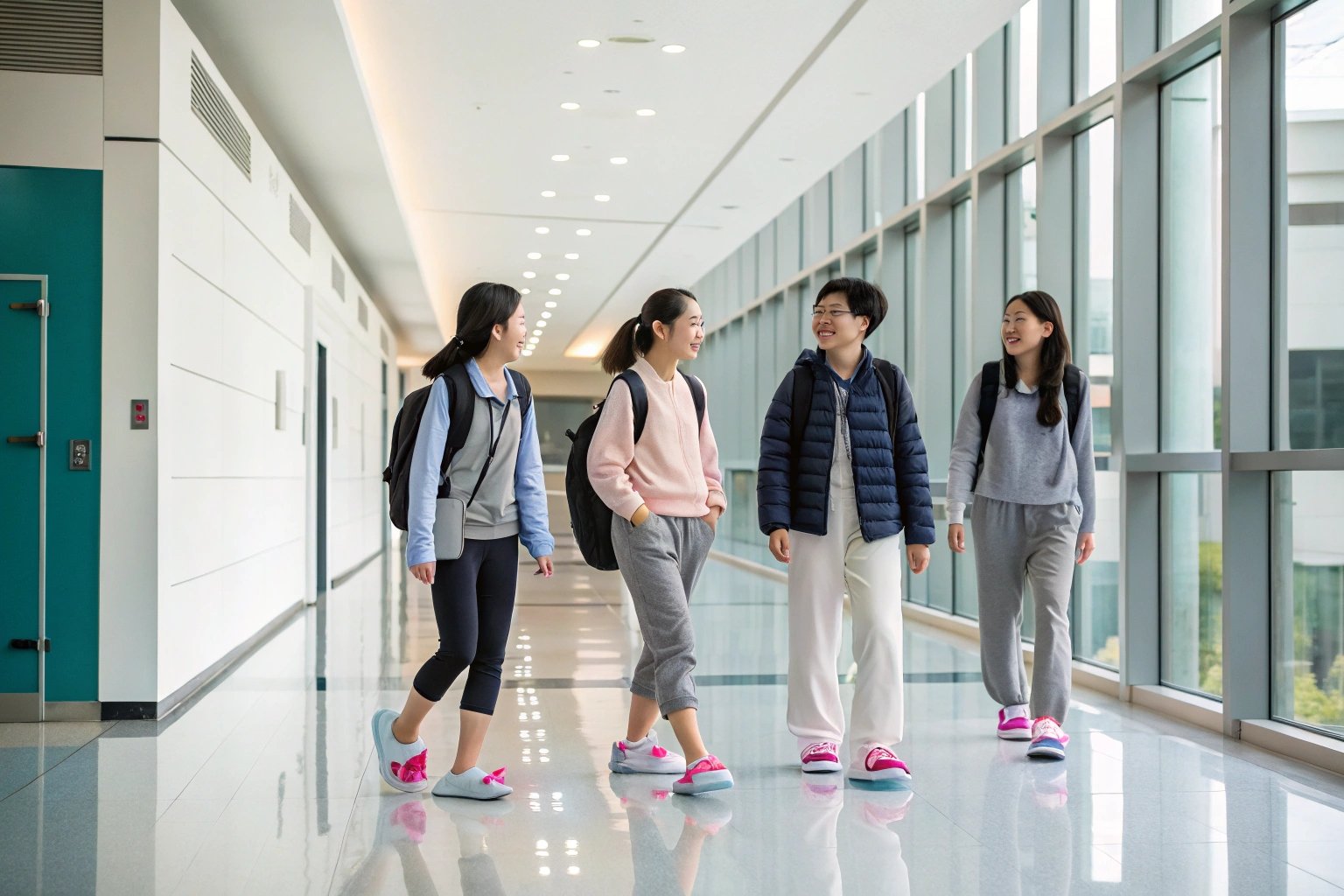 Korean students wearing slippers in school
