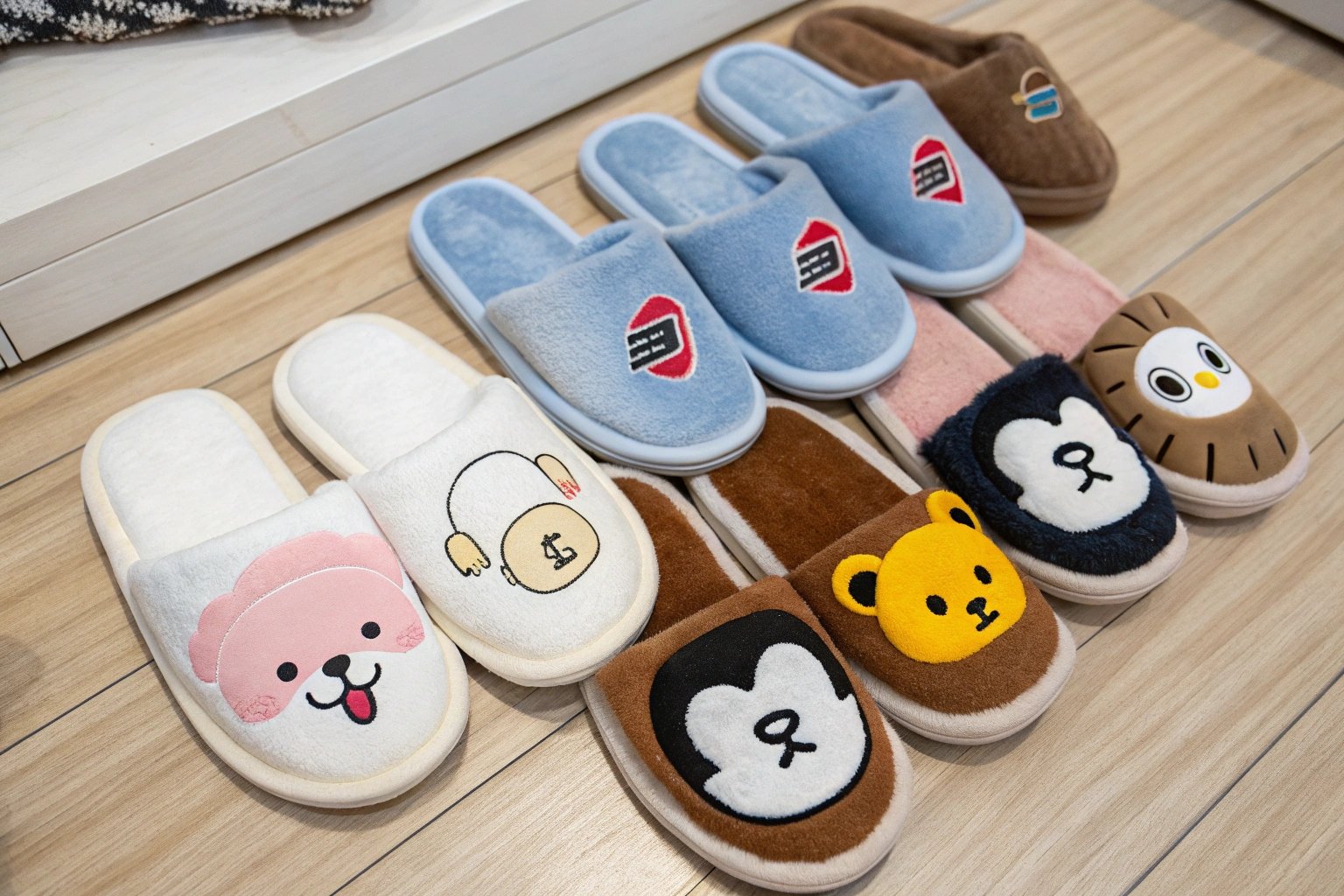 Various types of school slippers