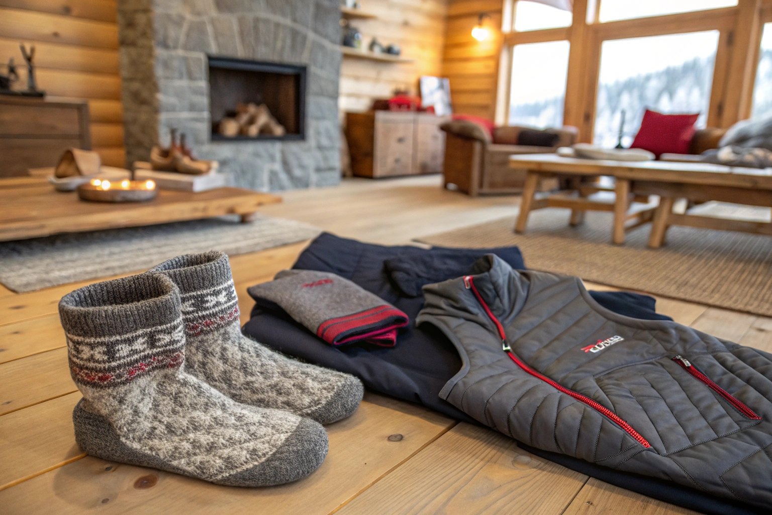 "Hybrid of outdoor and indoor comfort wear displayed in a modern Norwegian setting, highlighting quality and versatility."