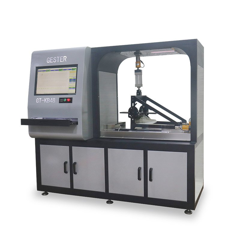 SATRA STM 603 machine testing slip resistance of plastic slipper soles on a wet surface."