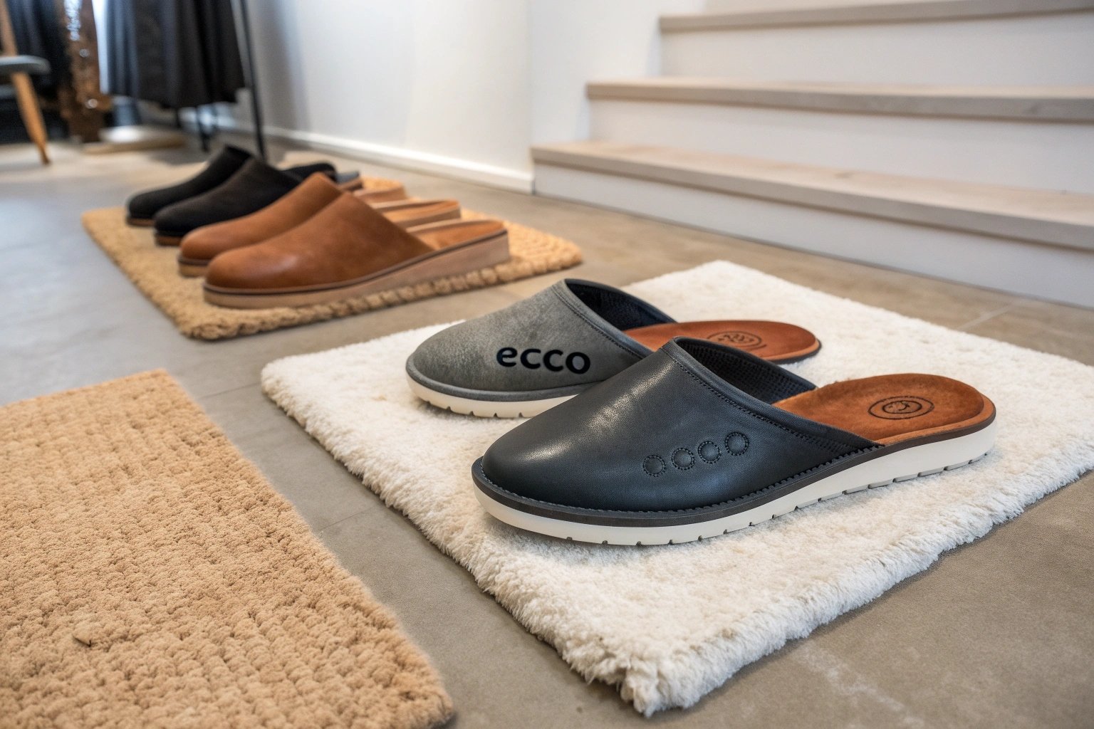 ECCO comfort footwear in a Danish home environment, showing quality and subtle luxury."