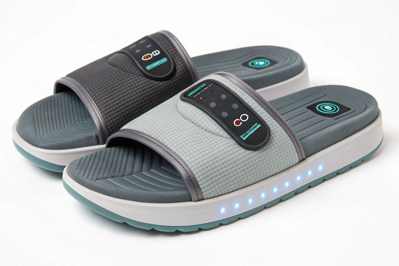 Futuristic slippers showcasing 2025 trends in sustainability, customization, and technology.