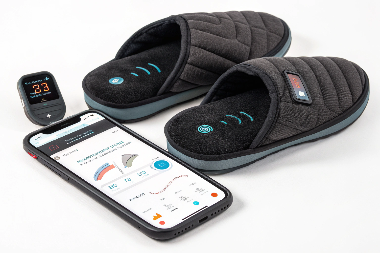 Smart slippers featuring heating, massage, and health-tracking technology.