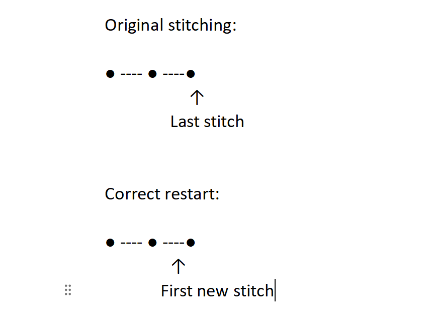 restart of stitching